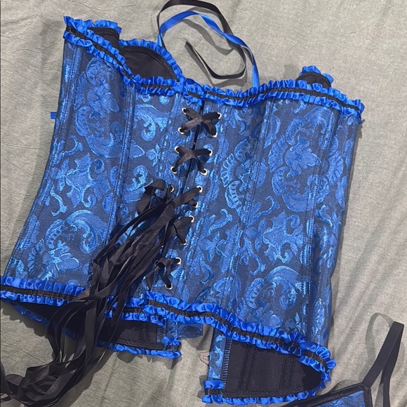 Blue and Black Corset Set - Picture 2 of 3